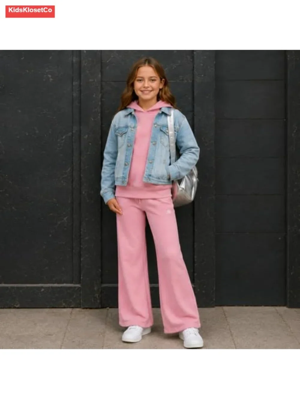 Girls 2-Piece Fleece Hoodie & Wide Leg Sweatpants Set